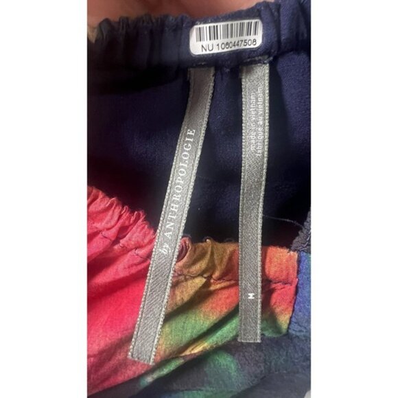 Anthropologie Medium Pleated Sleeveless Cut Out Back Watercolor Print Maxi Dress - Picture 11 of 14